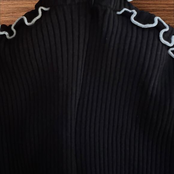 Amanda Uprichard Black Ruffle Ribbed Averill Dress in Black - Picture 6 of 8